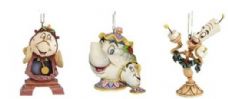 Disney Traditions Beauty and the Beast Hanging Ornament Set of 3 (Individually Boxed)